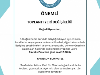 TOPLANTI YERİ DEĞİŞİKLİĞİ 